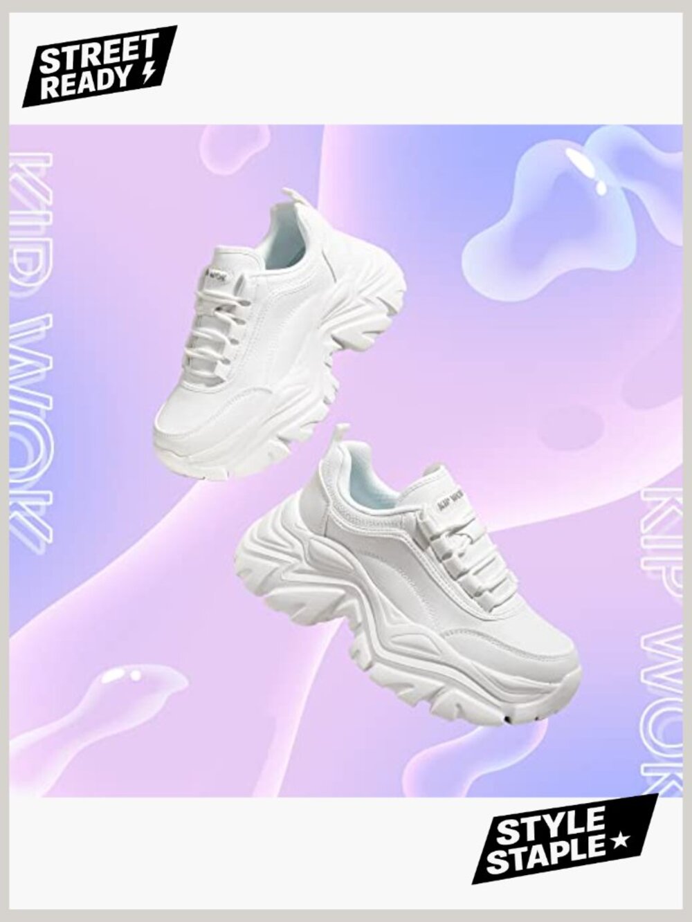 Chunky Platform Sneakers Comfortable Wedge Walking Shoes Lace-Up - Picture 4 of 7